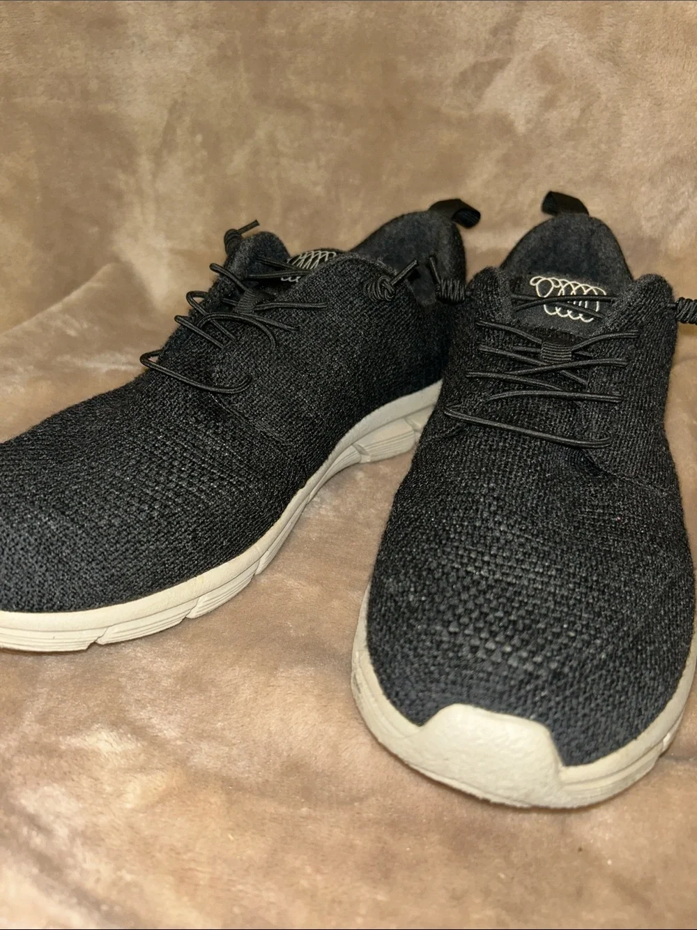 Woolloomooloo Fraser Black Merino Wool Knit Slip On Elastic Lace Sneaker EU 39